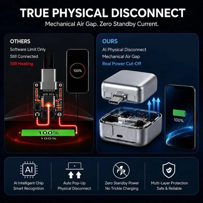 Automatic Charging Disconnector - Smart Auto Power Cut-Off Type-C to Type-C Fast Charging Guardian